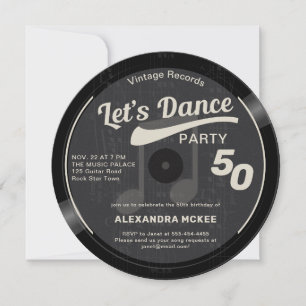 Lasst uns Vintag Groovy Black 50. Geburtstag tanze Einladung
