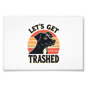 Lasst uns Vintage-Hund-Grafik Retro-Sonnenuntergan Fotodruck