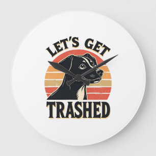 Lasst uns Vintage-Hund-Grafik Retro-Sonnenuntergan Große Wanduhr