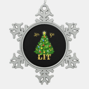 Lasst uns Weihnachten genießen Schneeflocken Zinn-Ornament