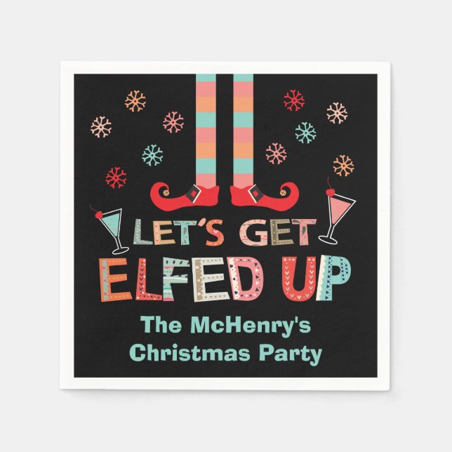 Lasst uns Weihnachten Party Elf erledigen Serviette (Vorderseite)