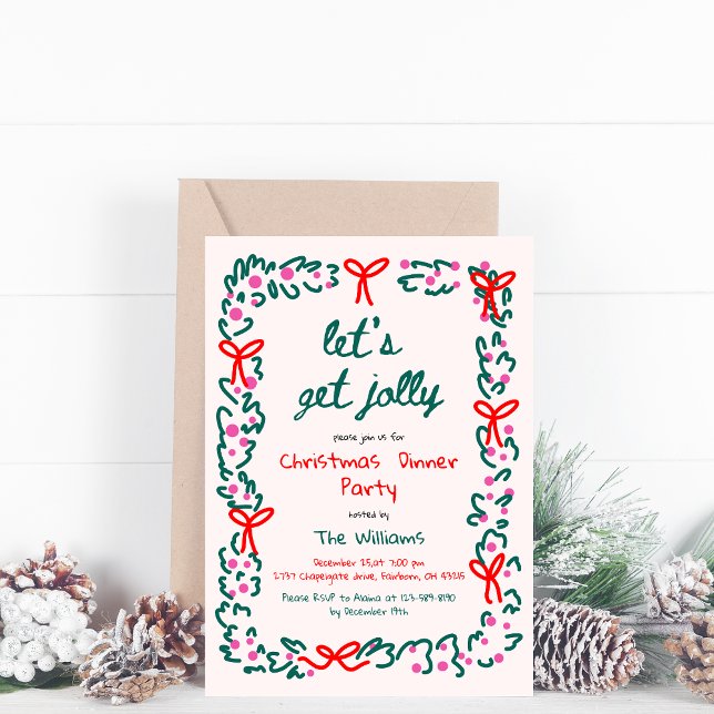 Lasst uns Weihnachten von Jolly Whimsical Hand zie Einladung (Von Creator hochgeladen)