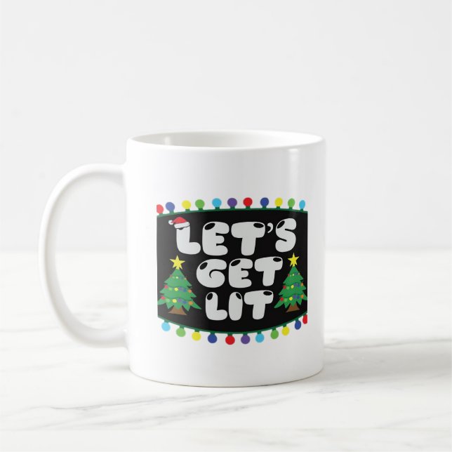 Lasst uns Weihnachtsbaum Merry Funny Jokes Sat. Kaffeetasse (Links)