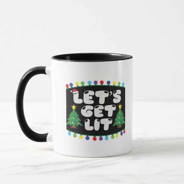 Lasst uns Weihnachtsbaum Merry Funny Jokes Sat. Tasse (Links)