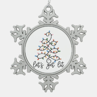 Lasst uns Weihnachtsbaumleuchten klassisch bekomme Schneeflocken Zinn-Ornament