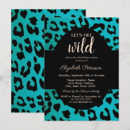 Lasst uns Wild Chic Leopard Print Blue holen Einladung