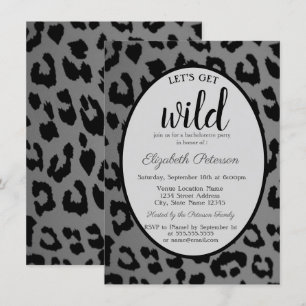 Lasst uns Wild holen, Graue Leopard Print Bachelor Einladung