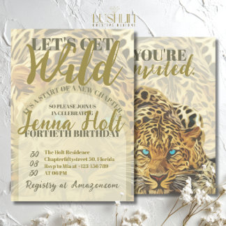 Lasst uns wild werden Leopard Tier Glamour Gold Ge Einladung