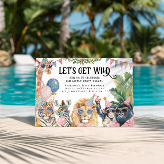 Lasst uns wilde Dschungeltiere Geburtstag feiern Einladung
