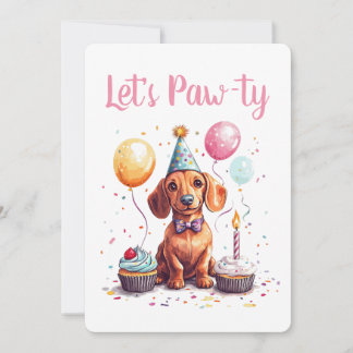 Lasst uns zum Geburtstag des Dachshund-Hundes feie Einladung