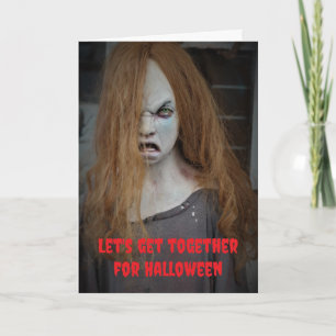 Lasst uns zusammen Halloween feiern. Karte