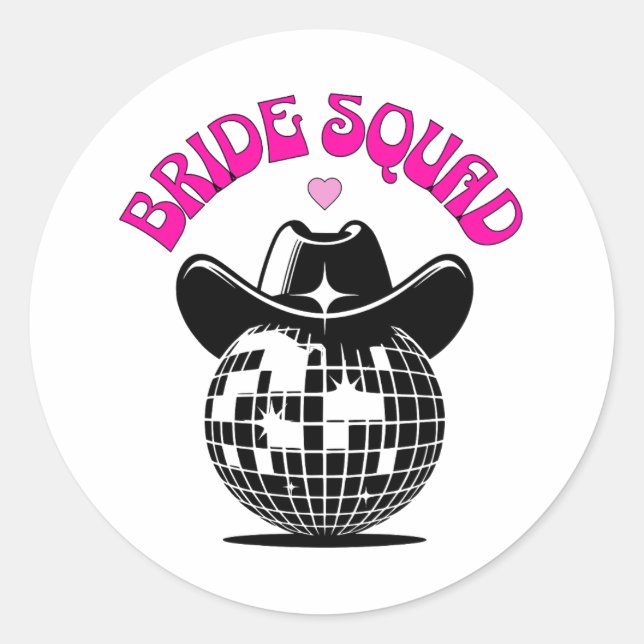 last disco bachelorette party bride squad cowgirl runder aufkleber (Vorderseite)