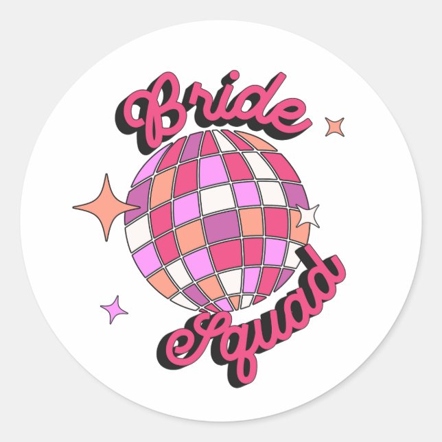 last disco bachelorette party pink disco ball runder aufkleber (Vorderseite)