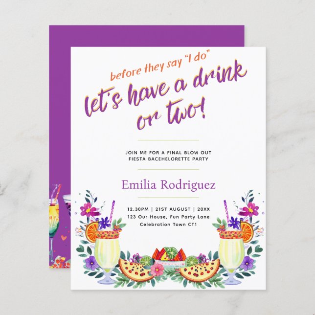 Last Flying Fiesta Cocktails Tacos Bachelorette (Vorne/Hinten)