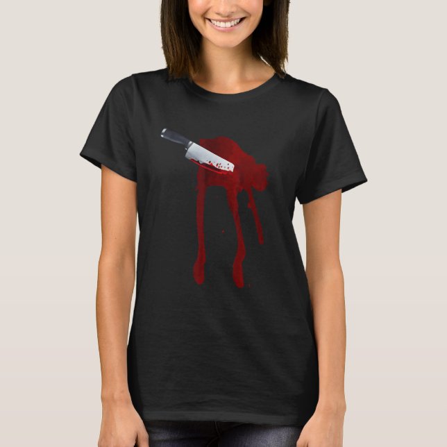 Last Minute Spooky Fake Blood Stab Wound Knife Sta T-Shirt (Vorderseite)