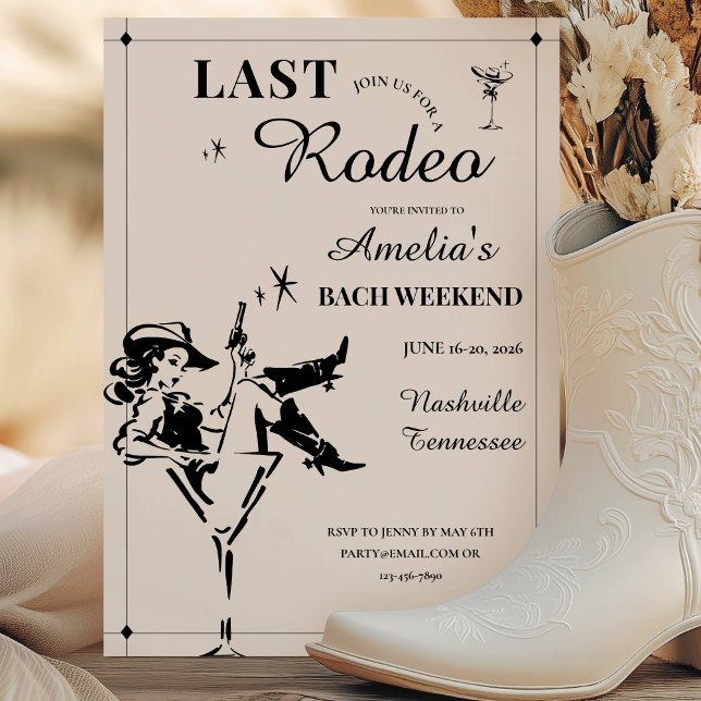 Last Rodeo Bachelorette Weekend Itinerary Invitati Einladung (Last Rodeo Bachelorette Weekend Itinerary Invitation)