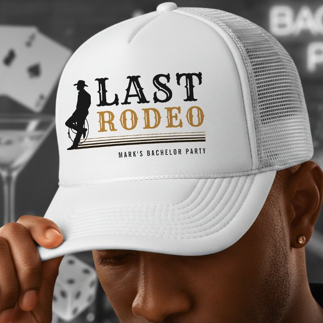 Last Rodeo Cowboy Bachelor Party Brown & Black Truckerkappe (Last Rodeo Cowboy Bachelor Party Brown & Black Trucker Hat
)