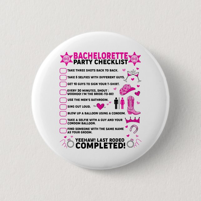 Last Rodeo Junggeselinnen-Abschied Bride Western C Button (Vorderseite)