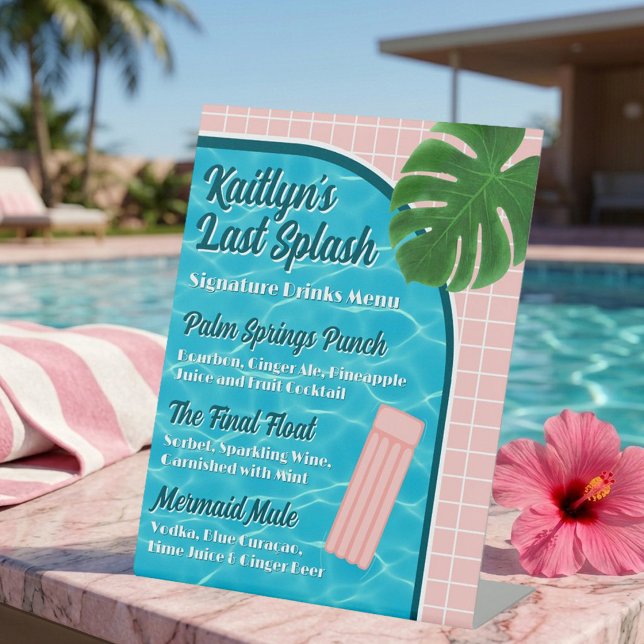 Last Splash Bachelorette Signature Drinks Menu Sockelschild (Von Creator hochgeladen)