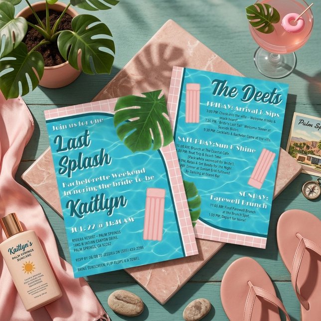 Last Splash Bachelorette Weekend Party Itinerary Einladung (Von Creator hochgeladen)