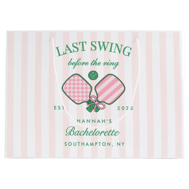 Last Swing Before The Ring Pickleball Bach Weekend Große Geschenktüte (Vorderseite)