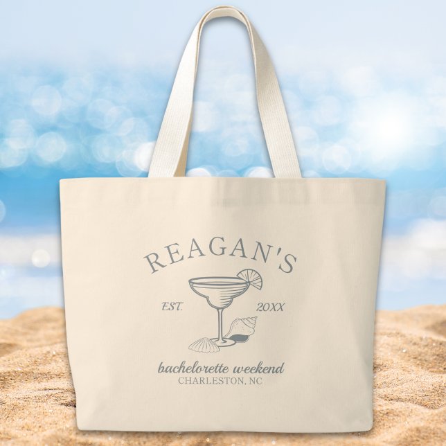 "Last Toast on Coast" Beach Junggeselinnen-Abschie Jumbo Stoffbeutel ("last toast on the coast" bachelorette party girls weekend personalized tote beach bag party favor)