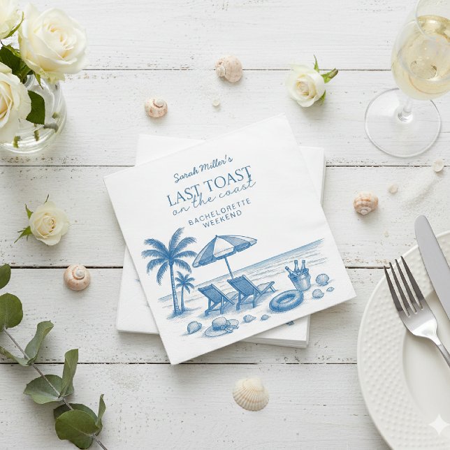 Last Toast on the Coast Beach Bachelorette Party  Serviette (Von Creator hochgeladen)