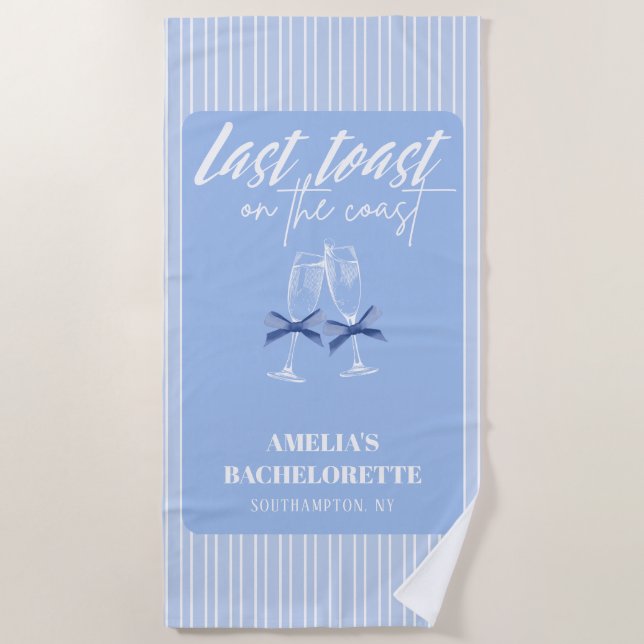Last toast on the coast Blue Bachelorette party Strandtuch (Vorderseite)