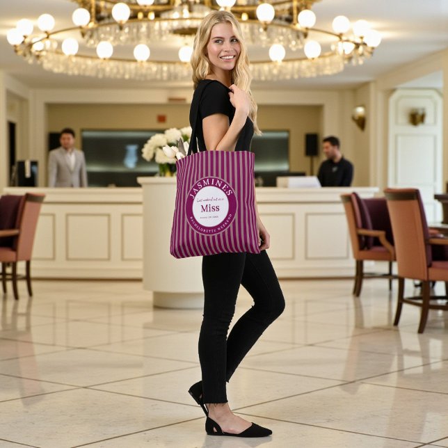 Last Weekend Out Miss Burgundy Taupe Stripes  Tasche (Von Creator hochgeladen)