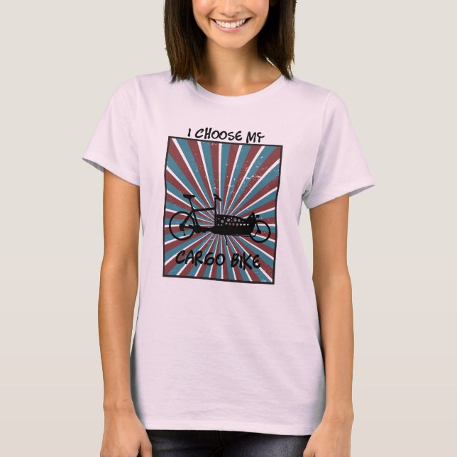Lastenrad im Auge mit Strahlen und Spruch T-Shirt (Vorderseite)