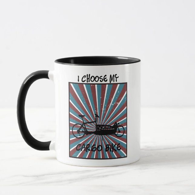 Lastenrad im Auge mit Strahlen und Spruch Tasse (Links)
