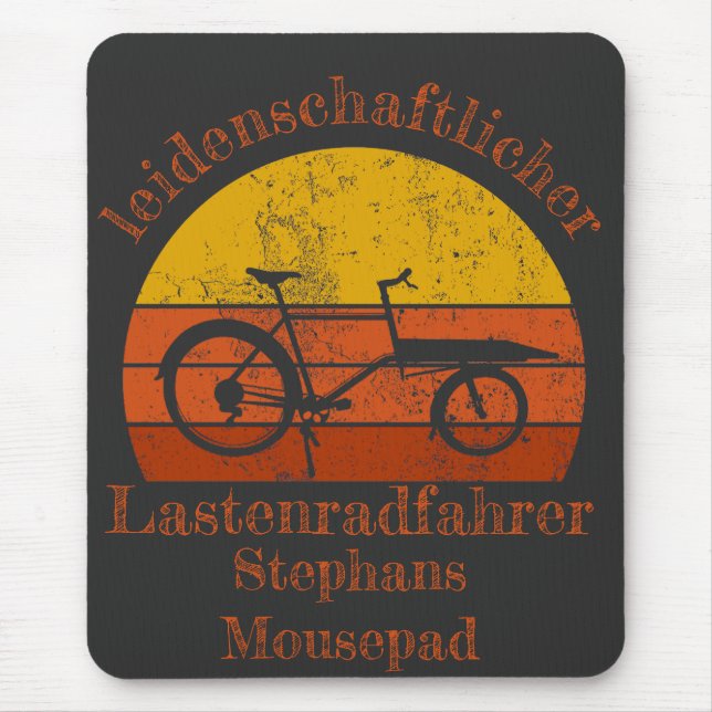 Lastenrad im Sonnenuntergang, Dein Name Mousepad (Vorne)