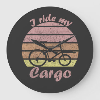 Lastenrad im Sonnenuntergang, Retro, Cargobike Große Wanduhr