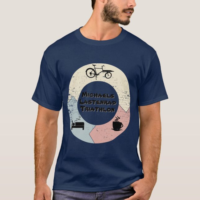 Lastenrad Triathlon, eat sleep, personalisiebar T-Shirt (Vorderseite)