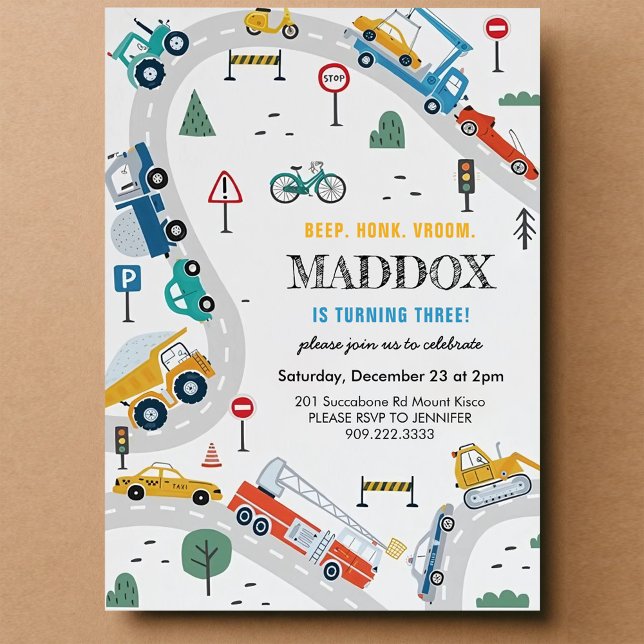 Lastkraftwagen und Autoverkehr Einladung am Geburt (Von Creator hochgeladen)