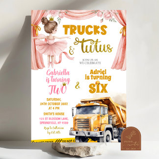 Lastkraftwagen und Tutus Gemeinsamer Geburtstag Einladung
