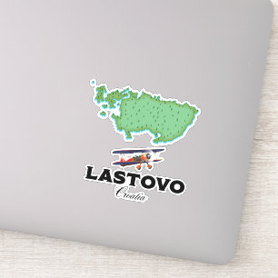 Lastovo Kroatien Karte Reiseplakat. Aufkleber