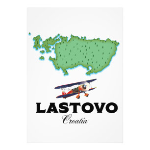 Lastovo Kroatien Karte Reiseplakat. Fotodruck