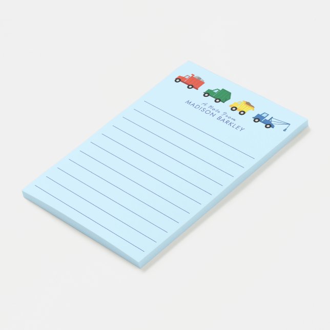 Lastwagen Baufahrzeuge Boys Niedliche Kinder Post-it Klebezettel (angewinkelt)