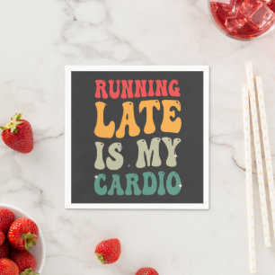 Late Late ist mein Cardio Funny Retro Fitness Gesc Serviette