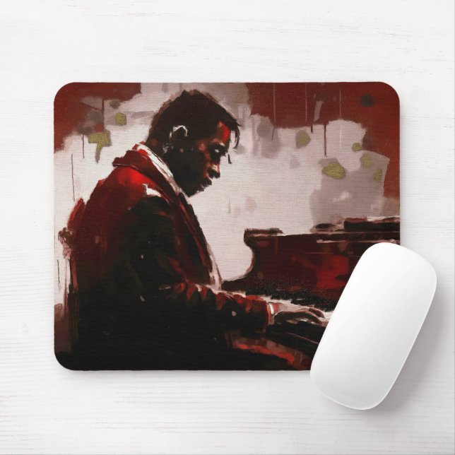 Late night bar pianist mousepad (Mit Mouse)