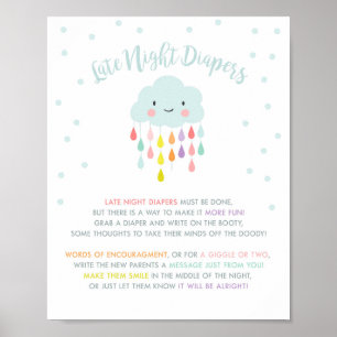 Late Night Diapers Schild Wolken Regentropfen Rege