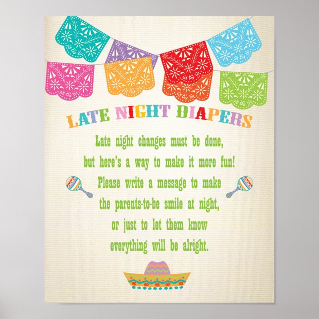 Late nuit couches Mexicaine Fiesta Poster (Devant)