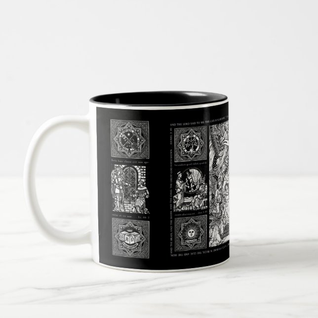 Latein katholische Weihnachtskrippe Kunst Zweifarbige Tasse (Links)