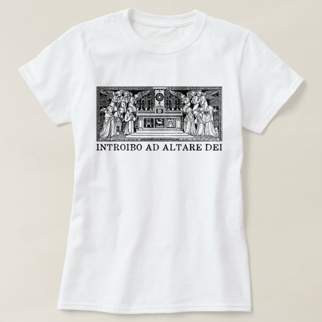 Latein Mass Introibo und Altare Dei Katholische Vi T-Shirt (Design vorne)