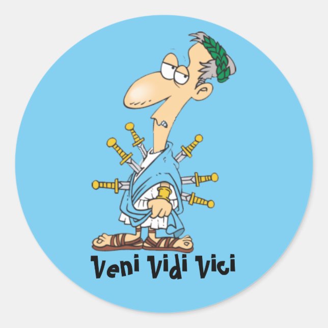 Latein: Veni vidi vici Runder Aufkleber (Vorderseite)