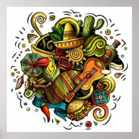 Lateinamerika/Mexiko Illustration Art Poster