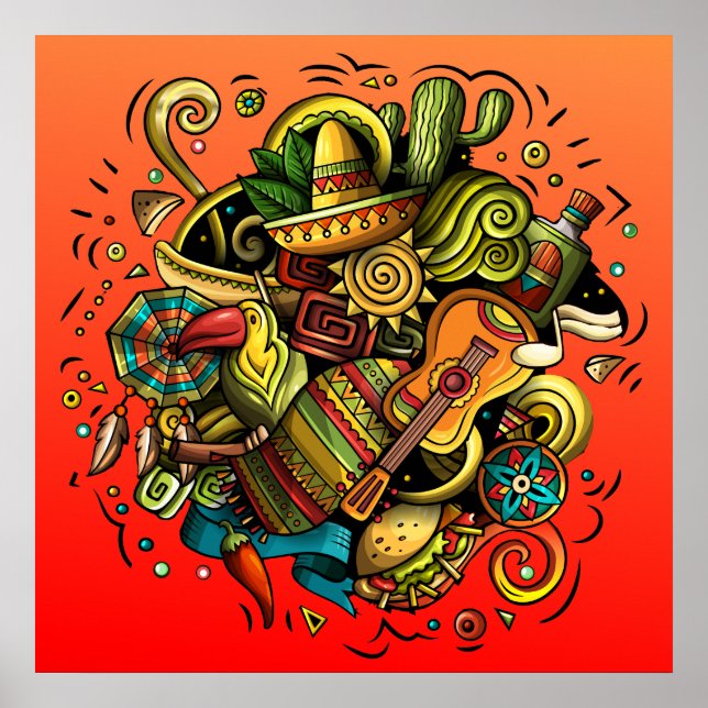 Lateinamerika/Mexiko Illustration Art Poster (Vorne)