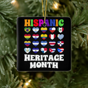 Lateinamerikanische Länder Flaggen Herz, glücklich Keramikornament