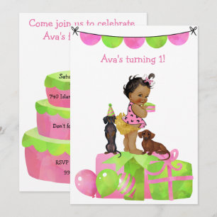 Lateinamerikanisches Baby-Mädchen-Dachshund-Party- Einladung